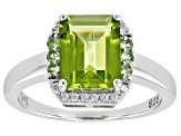 Green Manchurian Peridot(TM) Rhodium Over Silver Ring 1.75ctw