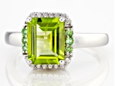 Green Manchurian Peridot(TM) Rhodium Over Silver Ring 1.75ctw