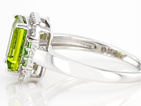 Green Manchurian Peridot(TM) Rhodium Over Silver Ring 1.75ctw