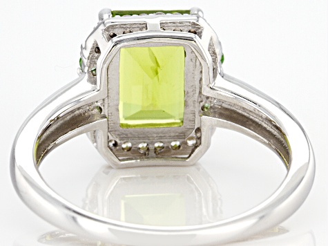 Green Manchurian Peridot(TM) Rhodium Over Silver Ring 1.75ctw