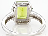 Green Manchurian Peridot(TM) Rhodium Over Silver Ring 1.75ctw