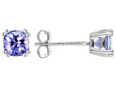 Blue Tanzanite Rhodium Over Sterling Silver Stud Earrings 0.94ctw