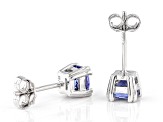 Blue Tanzanite Rhodium Over Sterling Silver Stud Earrings 0.94ctw