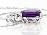 Purple Amethyst Rhodium Over Sterling Silver Pendant With Chain 5.70ctw