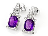 Purple Amethyst Rhodium Over Sterling Silver Earrings 3.63ctw