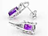 Purple Amethyst Rhodium Over Sterling Silver Earrings 3.63ctw