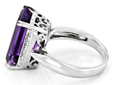 Purple Amethyst Rhodium Over Sterling Silver Ring 7.35ctw