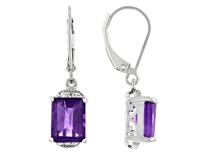 Purple Amethyst Rhodium Over Sterling Silver Earrings 4.12ctw
