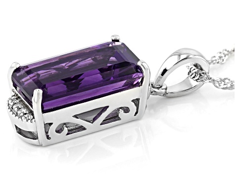 Purple Amethyst Rhodium Over Sterling Silver Pendant With Chain 6.70ctw