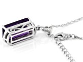 Purple Amethyst Rhodium Over Sterling Silver Pendant With Chain 6.70ctw