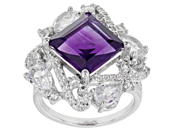 Picture of Purple Amethyst Rhodium Over Sterling Silver Ring 6.08ctw