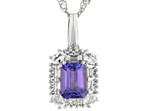 Blue Tanzanite Rhodium Over Sterling Silver Pendant With Chain 1.20ctw