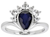 Blue Sapphire Rhodium Over Sterling Silver Ring 1.83ctw