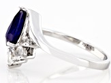 Blue Sapphire Rhodium Over Sterling Silver Ring 1.83ctw