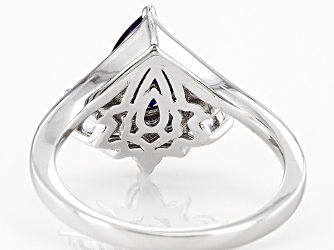 Blue Sapphire Rhodium Over Sterling Silver Ring 1.83ctw