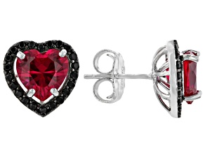 Red Lab Created Ruby Rhodium Over Sterling Silver Earrings 3.43ctw