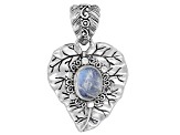 8x10mm Rainbow Moonstone Sterling Silver Leaf Pendant