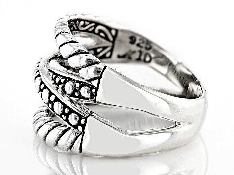 Sterling Silver Crossover Textured Ring