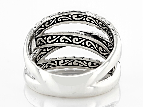 Sterling Silver Crossover Textured Ring