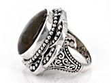 19x15mm Labradorite Sterling Silver Beaded Ring
