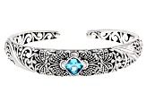 Blue Topaz Sterling Silver Hinged Cuff Bracelet 2.55ct