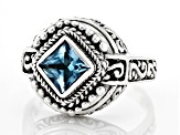 Blue Topaz Sterling Silver Textured Ring 1.26ct