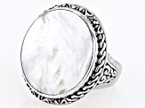 24mm White Mother-of-Pearl Sterling Silver Solitaire Ring