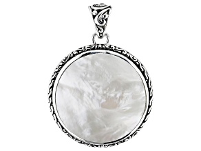 29mm White Mother-of-Pearl Sterling Silver Round Pendant