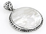 29mm White Mother-of-Pearl Sterling Silver Round Pendant