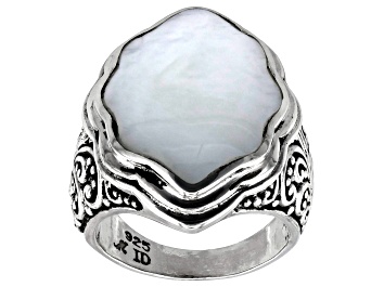 Picture of White Mother-of-Pearl Sterling Silver Filigree Ring