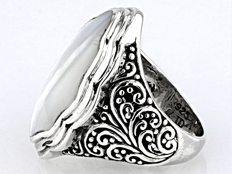 White Mother-of-Pearl Sterling Silver Filigree Ring - BAL021 | JTV.com