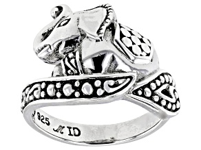 Sterling Silver Beaded Elephant Ring