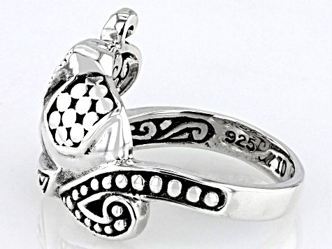 Sterling Silver Beaded Elephant Ring