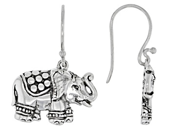 Picture of Sterling Silver Textured Elephant Earrings