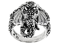 Sterling Silver Textured Elephant Head Ring