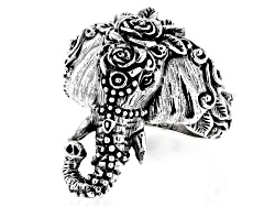 Sterling Silver Textured Elephant Head Ring