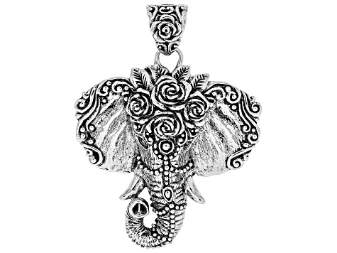 Sterling Silver Textured Elephant Head Pendant