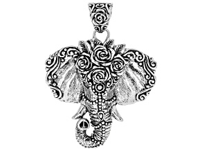 Sterling Silver Textured Elephant Head Pendant