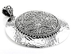 Sterling Silver Filigree Hammered Statement Pendant