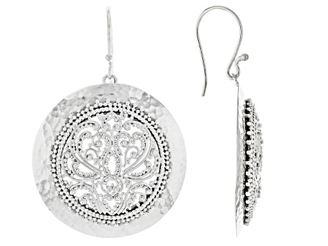 Sterling Silver Filigree & Hammered Statement Earrings - BAL041 | JTV.com