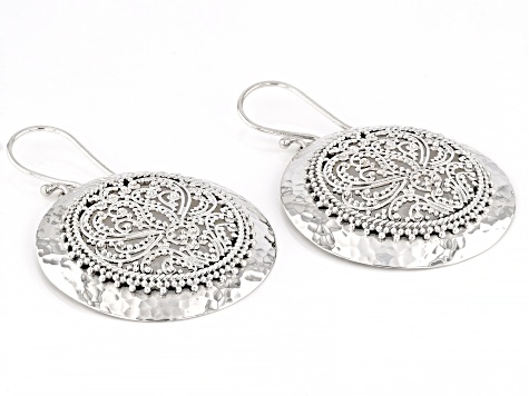 Sterling Silver Filigree & Hammered Statement Earrings