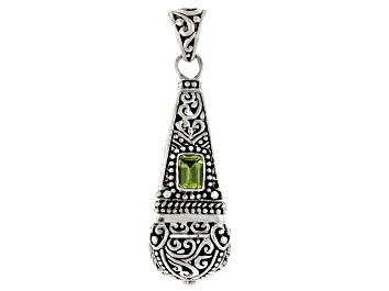 Picture of Peridot Sterling Silver Textured Solitaire Pendant 0.54ct