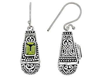 Picture of Peridot Sterling Silver Textured Earrings 1.08ctw