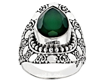 Picture of Green Onyx Sterling Silver Textured Ring 3.37ct