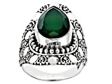 Green Onyx Sterling Silver Textured Ring 3.37ct