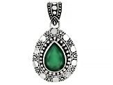 Green Onyx Sterling Silver Textured Pendant 3.37ct