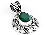 Green Onyx Sterling Silver Textured Pendant 3.37ct