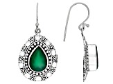 Green Onyx Sterling Silver Textured Earring 6.74ctw