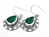 Green Onyx Sterling Silver Textured Earring 6.74ctw