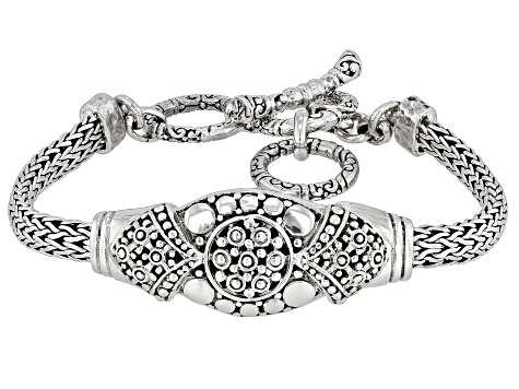 Sterling Silver Textured Center Design Bracelet